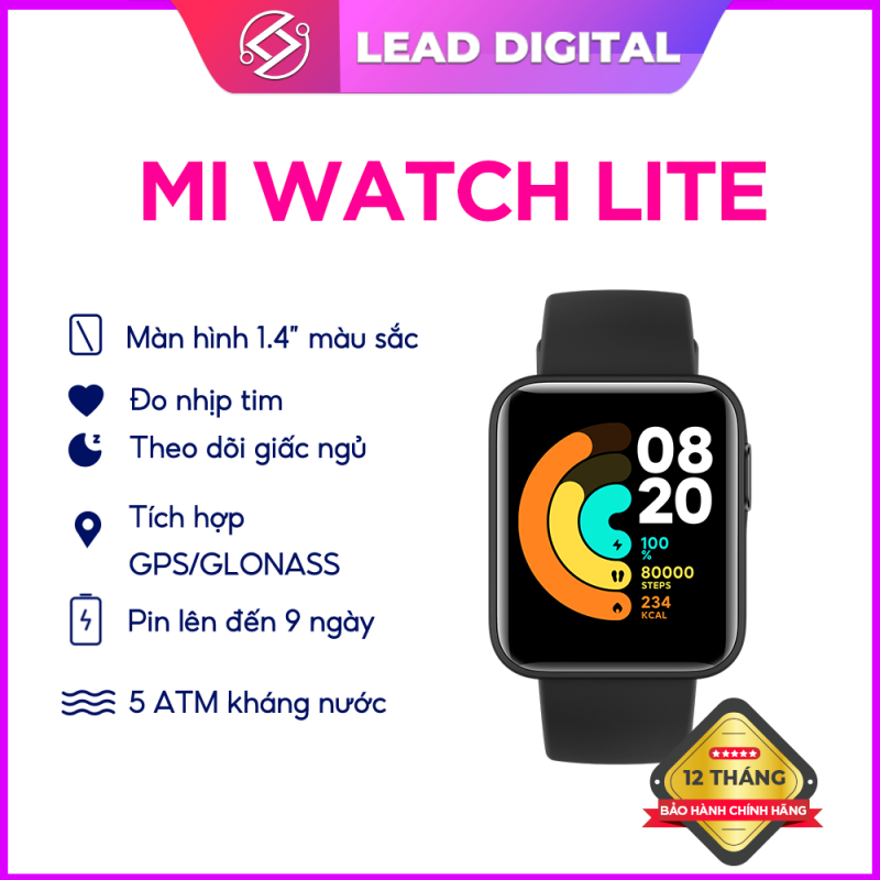 Đồng hồ thông minh Xiaomi Mi Watch Lite - Màn hình 1.4  Hỗ trợ GPS  Chống nước 5ATM  Hỗ trợ 11 bài tập thể thao  Pin 230 mAh  Thời gian sử dụng đến 9 ngày - Bảo hành chính hãng 12 tháng
