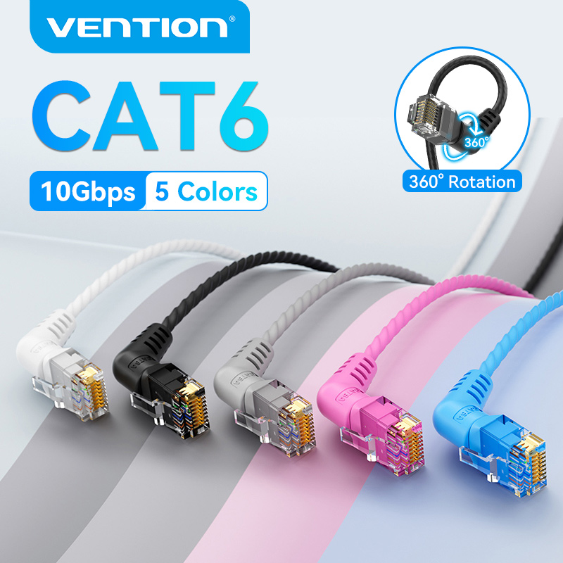 Vention cat6A xoay đôi khuỷu tay cáp Ethernet Cáp mạng 10Gbps UTP RJ 45 nối cáp đấu nối Ethernet tương thích dây nối cho modem cáp bộ định tuyến máy tính LAN Cáp máy tính