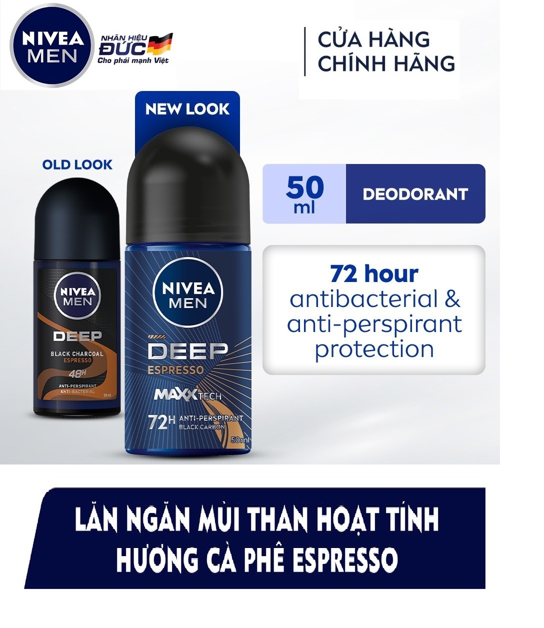 Bộ 2 Lăn Ngăn Mùi Nam NIVEA MEN Deep 50ml - Espresso/Dark Wood/Black Carbon
