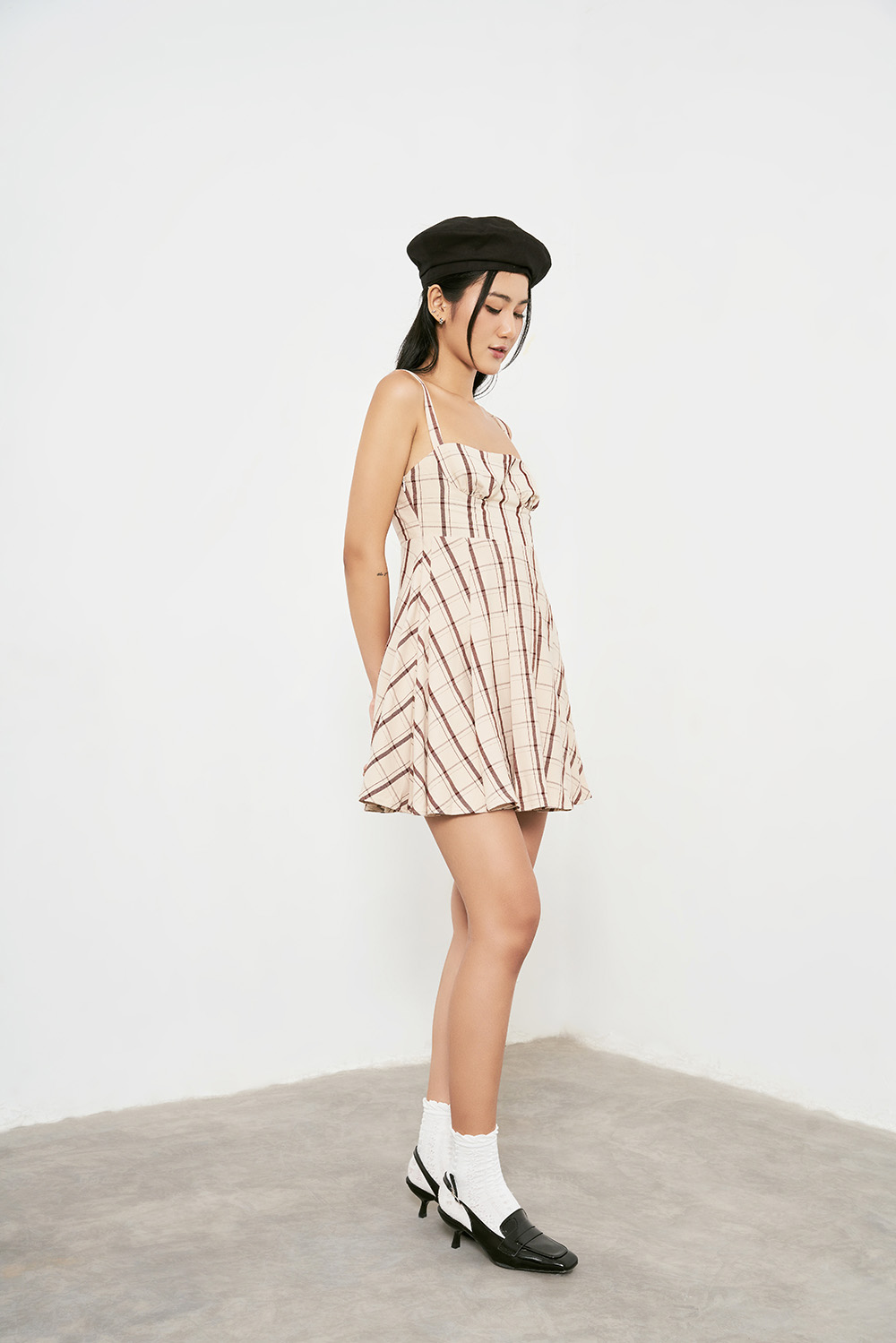 DOTTIE - Đầm caro cúp ngực nữ DOTTIE da - D0416