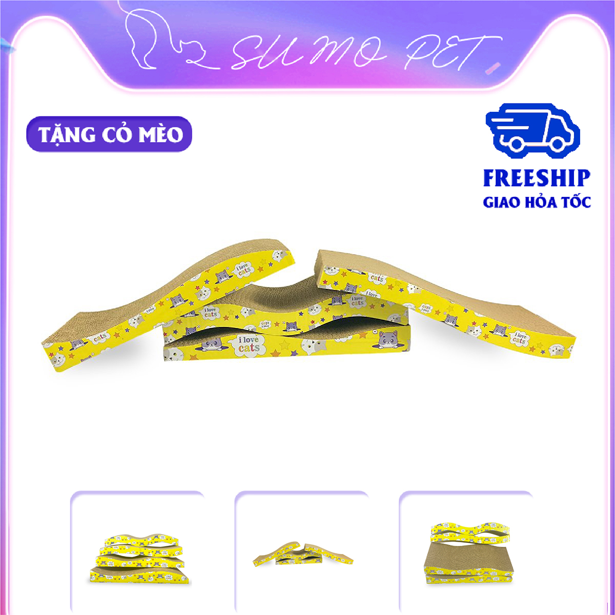 Bàn Cào Móng Cho Mèo Thẳng (TẶNG KÈM CỎ CATNIP)