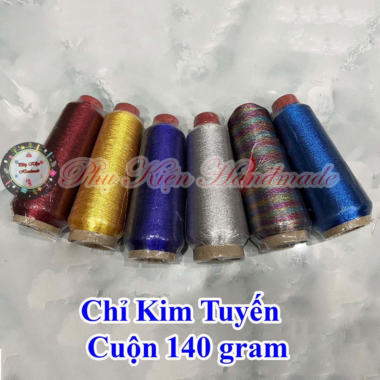 Chỉ kim tuyến móc kèm cuộn 140gram