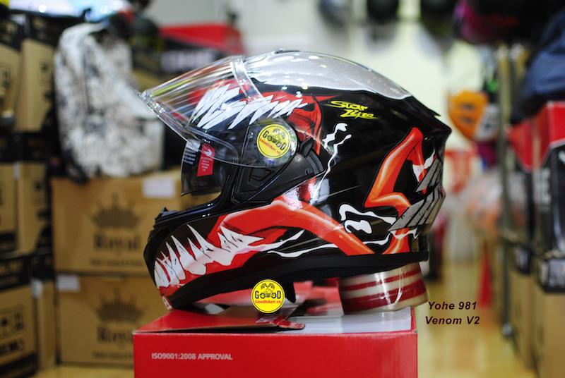 Mũ fullface YOHE 981 lên Venom V2