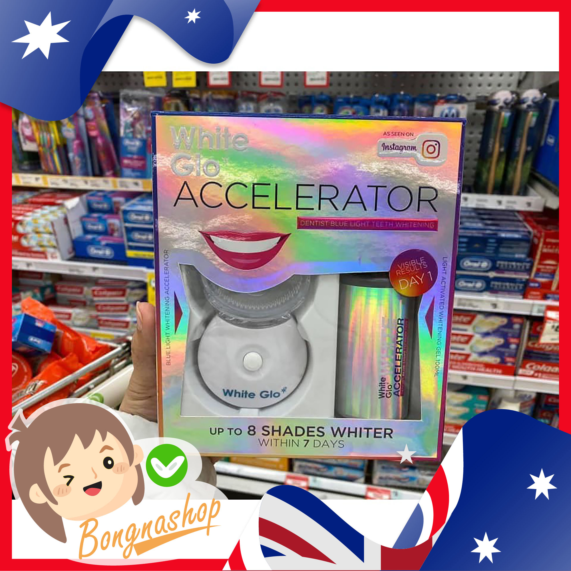 Sét ngậm làm trắng răng tai nhà White Glo Accelerator