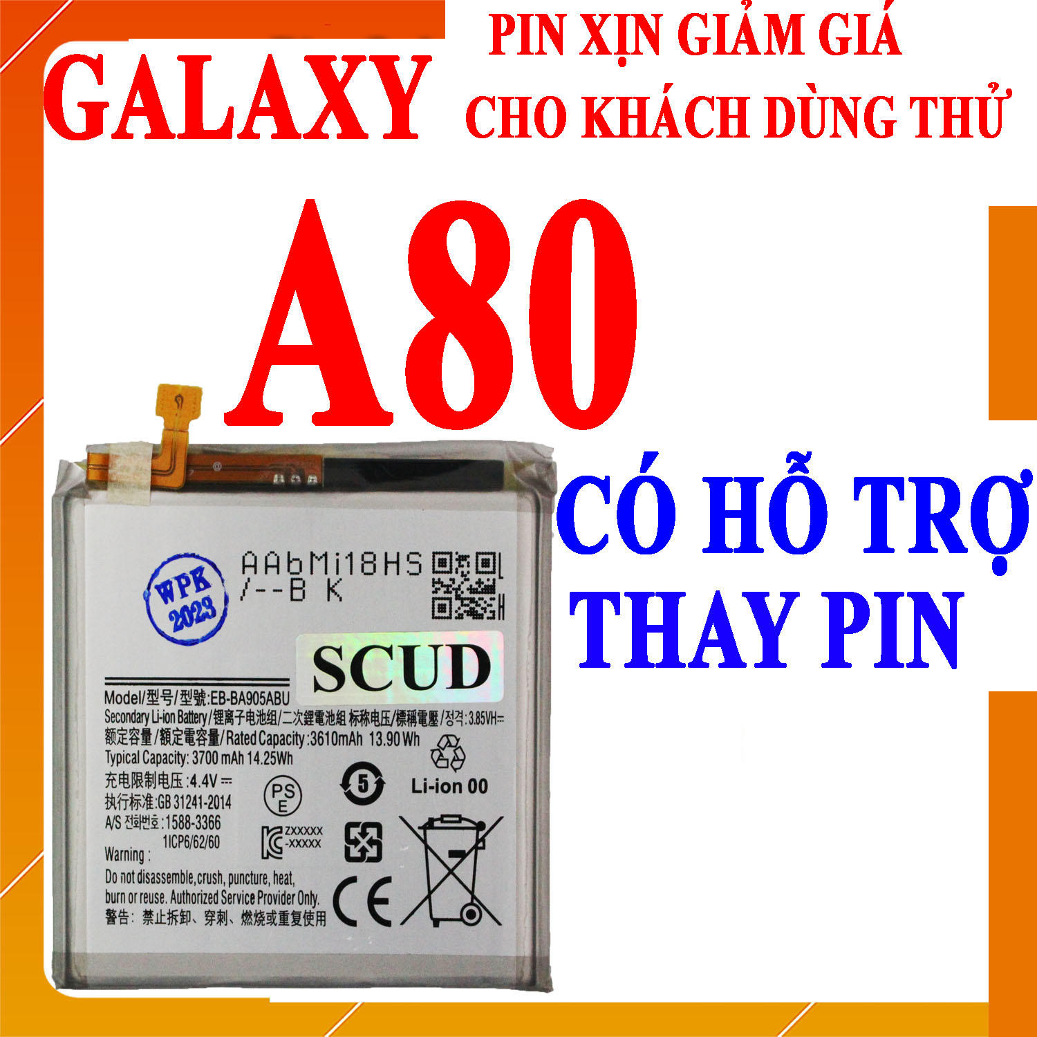 Pin Samsung Galaxy A80 dung lượng 3700mAh