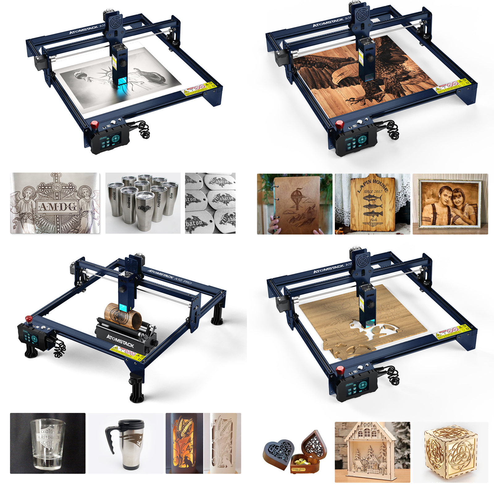 ATOMSTACK A10 PRO máy khắc laser mini cũ,máy cnc mini khắc gỗ -Khắc dưa hấu, dừa,thép không gỉ, ván ép,làm đồ thủ công Cung cấp video cài đặt