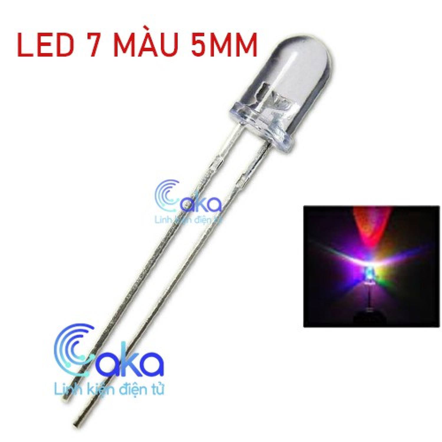 Đèn led 7 màu 5mm nhấp nháy