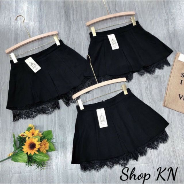 Chân váy xếp ly phối ren cao cấp