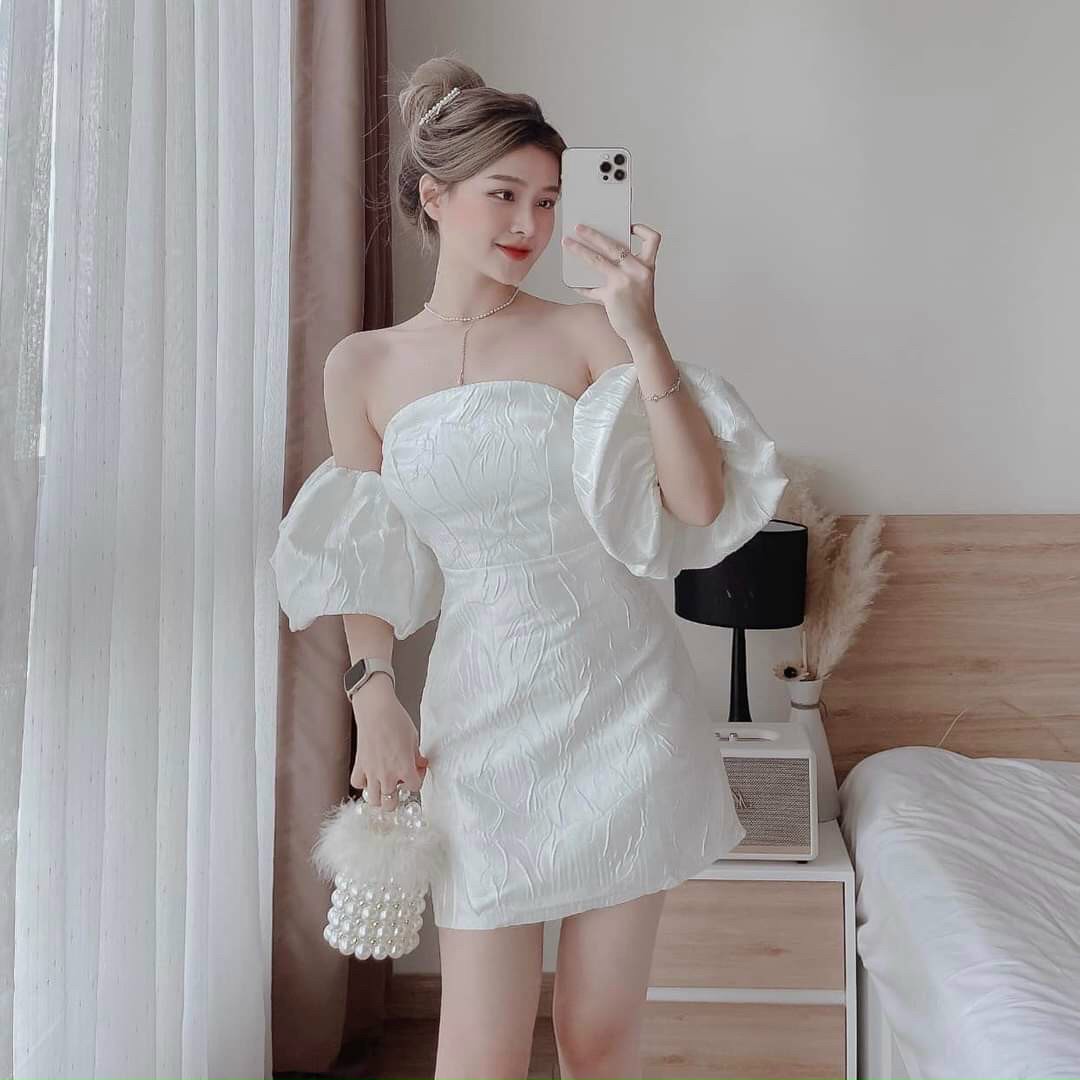 Váy đầm nữ cúp ngực tay phồng
