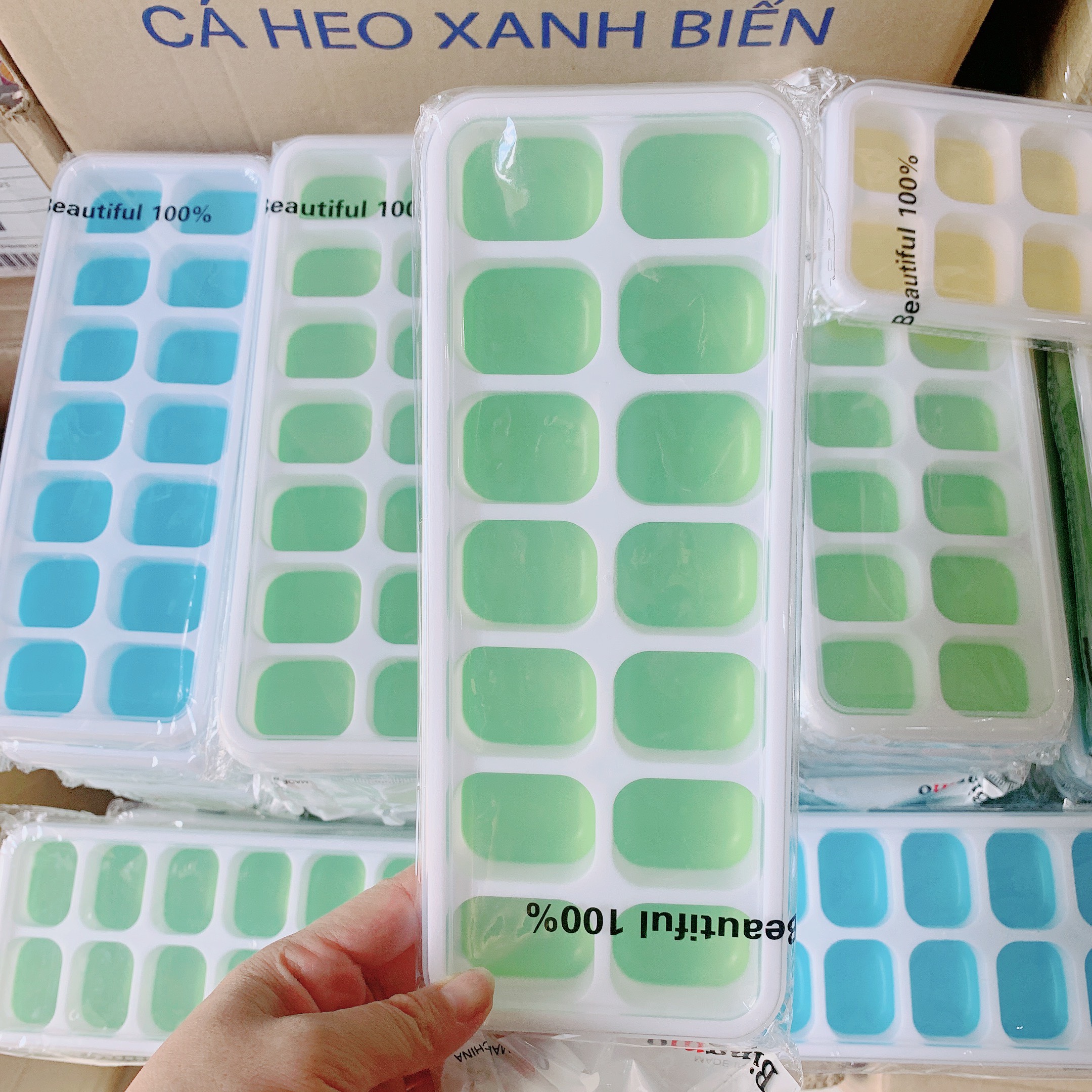 [HCM]Khay Trữ ĐôngBảo Quản Đồ Ăn Dặm Khay Làm Đá Đáy Silicon Có Nắp Đậy An Toàn Tiện Dụng Nino Kids