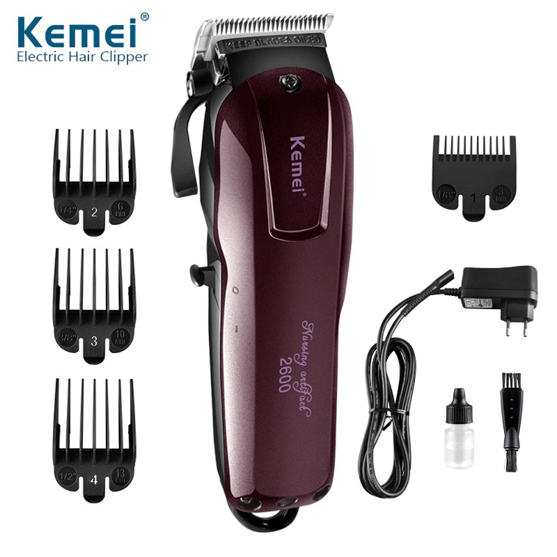 Tông đơ cắt tóc Kemei 2600 - Động cơ mạnh mẽ lưỡi dao cắt bằng thép không gỉ Công nghệ sạc nhanh