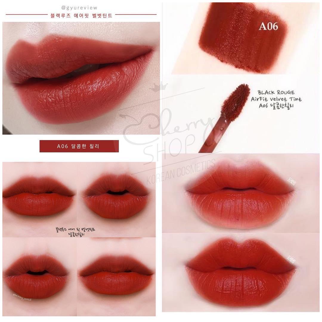 SON KEM LÌ SIÊU MỊN BLACK ROUGE CHÍNH HÃNG  AIR FIT VELVET TINT VERSION 2 bền màu độ bám cao không gây hiện tượng khô môi