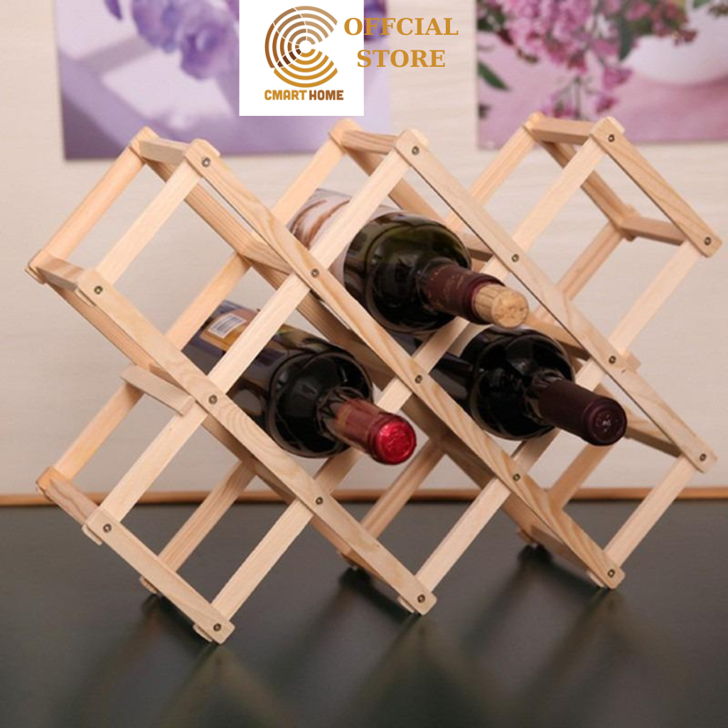 Kệ Để Chai Rượu Bằng Gỗ Để Được 10 Chai Gỗ Bền Đẹp Sang Trọng -  Gỗ Đức Thành 40401
