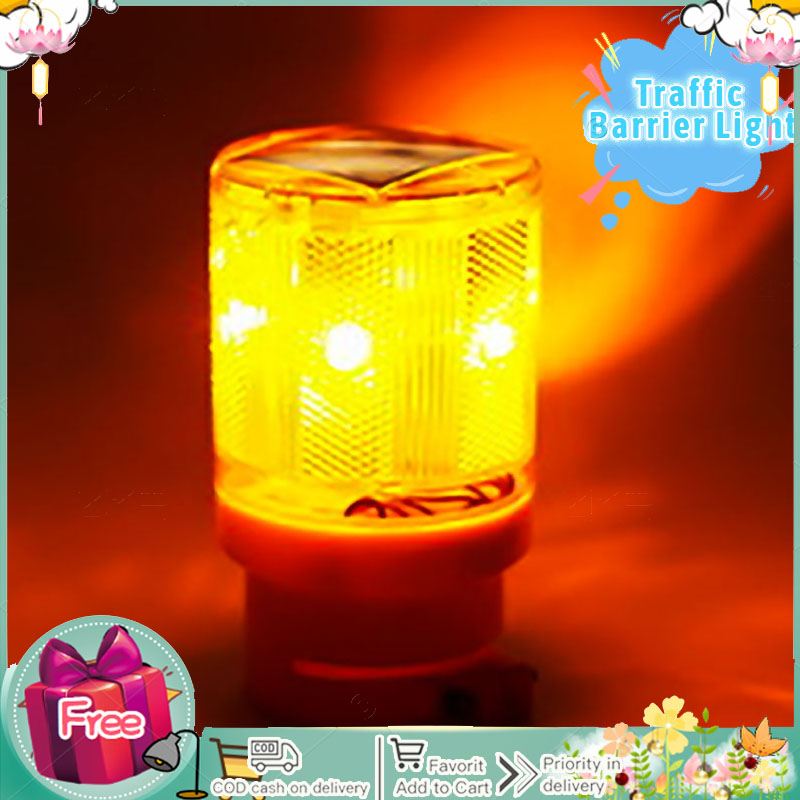 LP Solar Powered LED Traffic Strobe Warning Lights Flicker Beacon Road Barricade Construction Sign Lamp