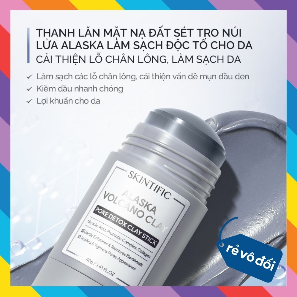 Thanh Lăn Mặt Nạ Đất Sét SKINTIFIC Ngải Cứu / Tro Núi Lửa Alaska 40gr