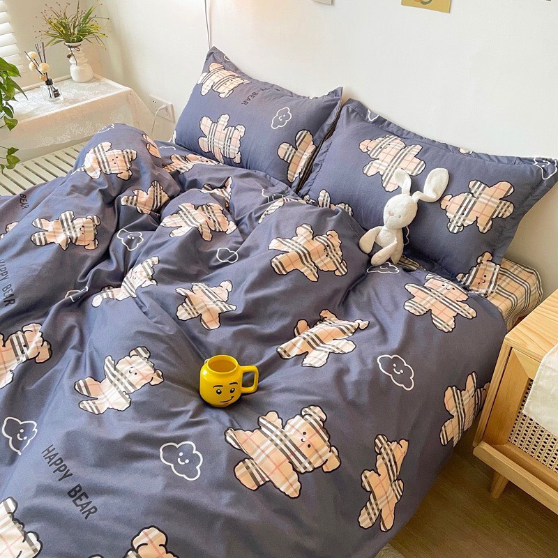 Trọn Bộ 4 Món Cotton Poly Nhập Mẫu GẤU XANH BBR Dành cho bé gái/bé trai