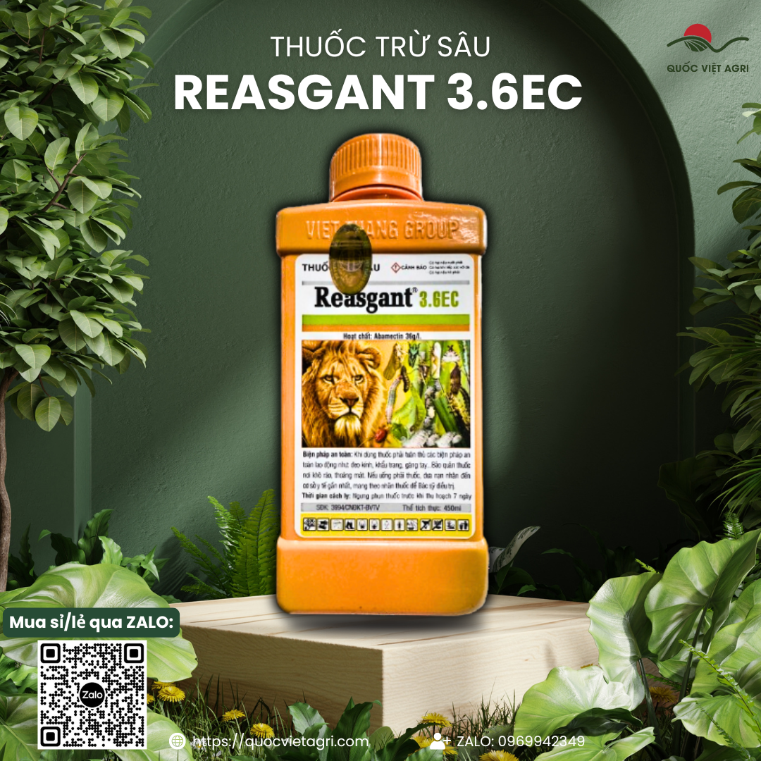 Thuốc trừ sâu REASGANT 3.6EC (chai 450ml) - Abamectin 36g/l Trừ bọ trĩ, rầy nâu, sâu xanh