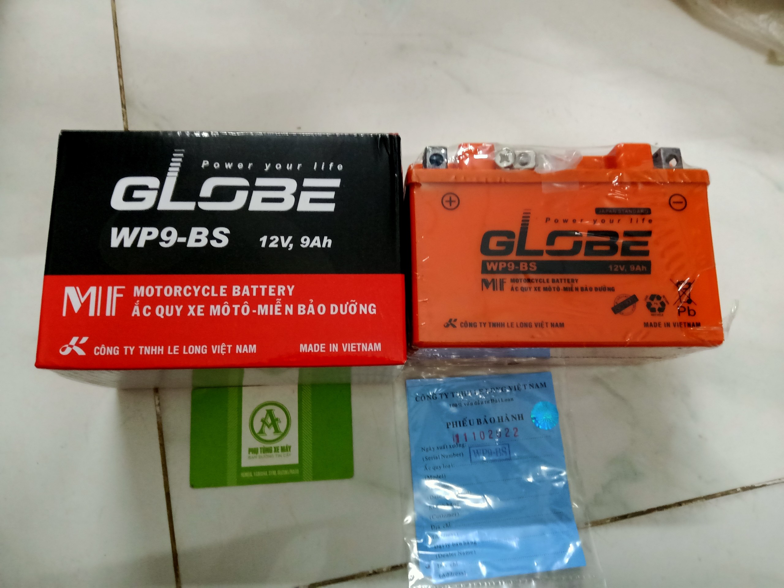 Bình Ắc Quy GLOBE WP9-BS (12V, 9Ah) cho xe SPACY