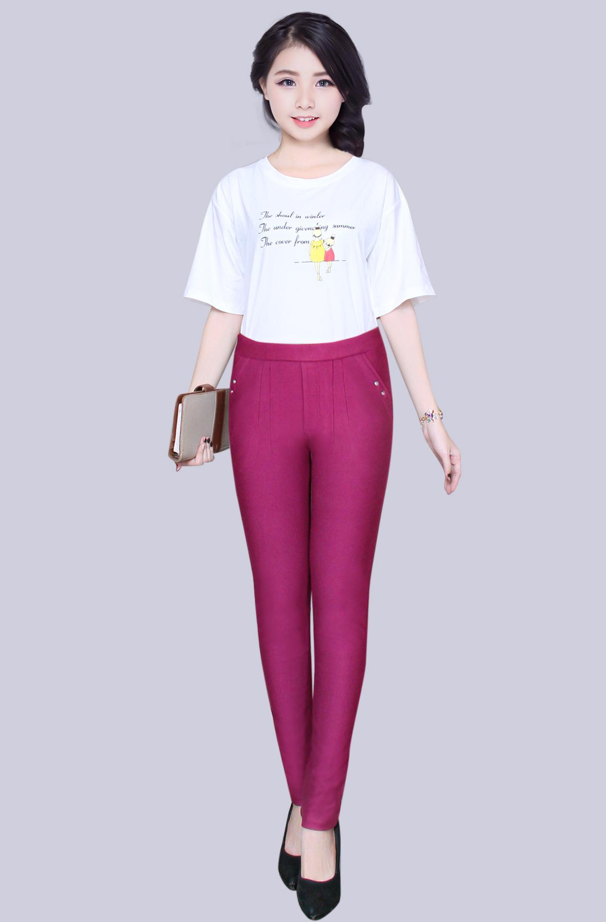 Quần Dài Nữ Lưng Chum Thun Cotton Co Giản 4 Chiều Thd06(lưng tròn 2 nút đá)