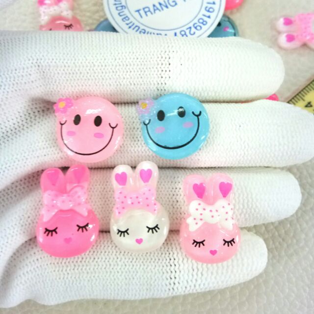 [HCM]Mặt Cười Thỏ Gấu Vịt Phụ Kiện Trang Trí Charm Slime [1 cái ]