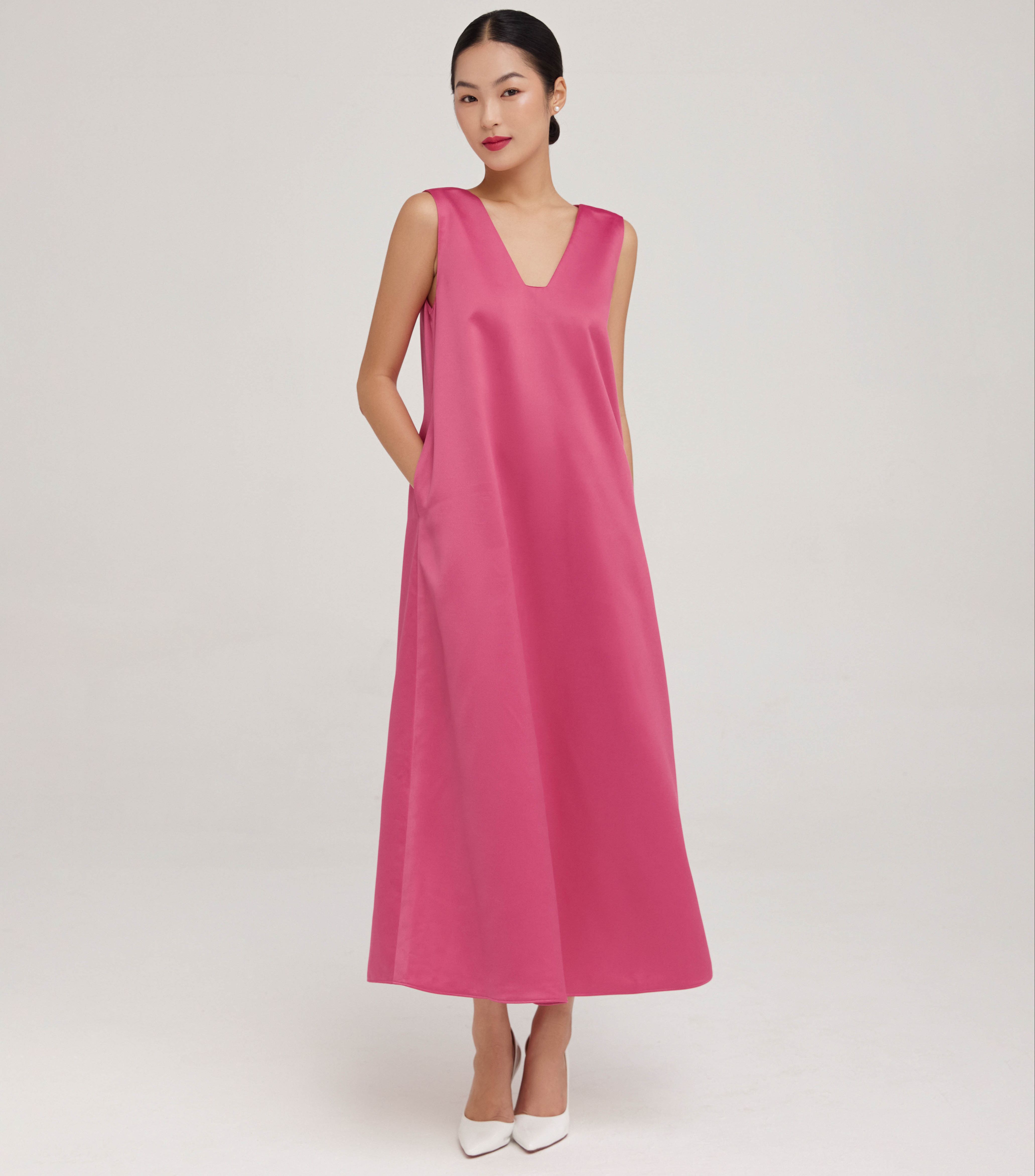 Đầm dài basic cách điệu cổ Mauve Luxe dress
