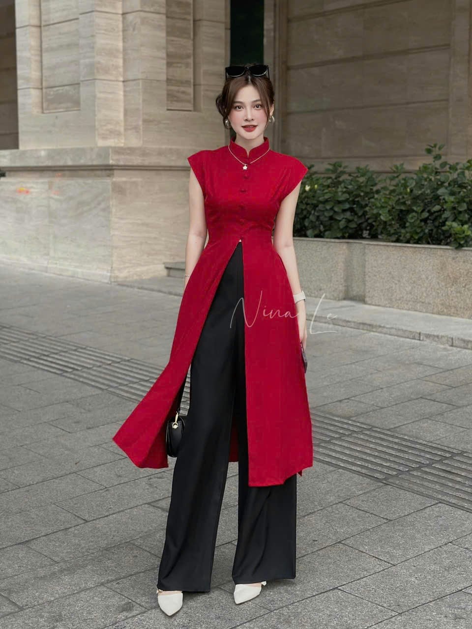 SÉT  ÁO DÀI BÀ BA NÚT BỌC TRẺ TRUNG TÔN DÁNG