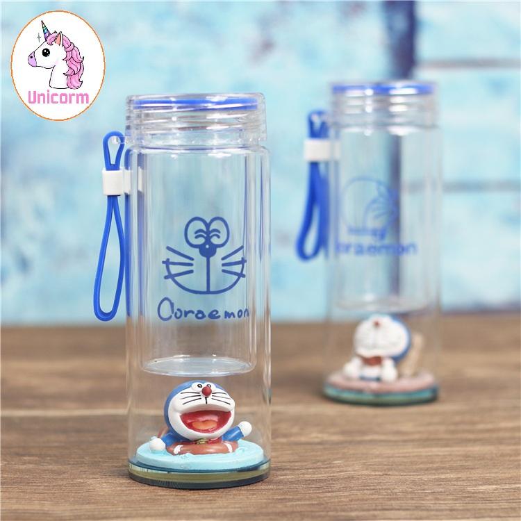 Bình nước thuỷ tinh Doraemon - bình thuỷ tinh doremon cực đẹp ( 2 lớp )