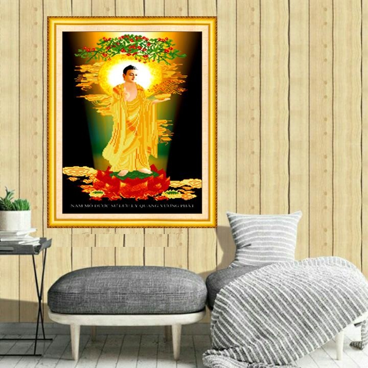 Tranh thêu chữ thập phật dược sư lv3291 - tự thêu