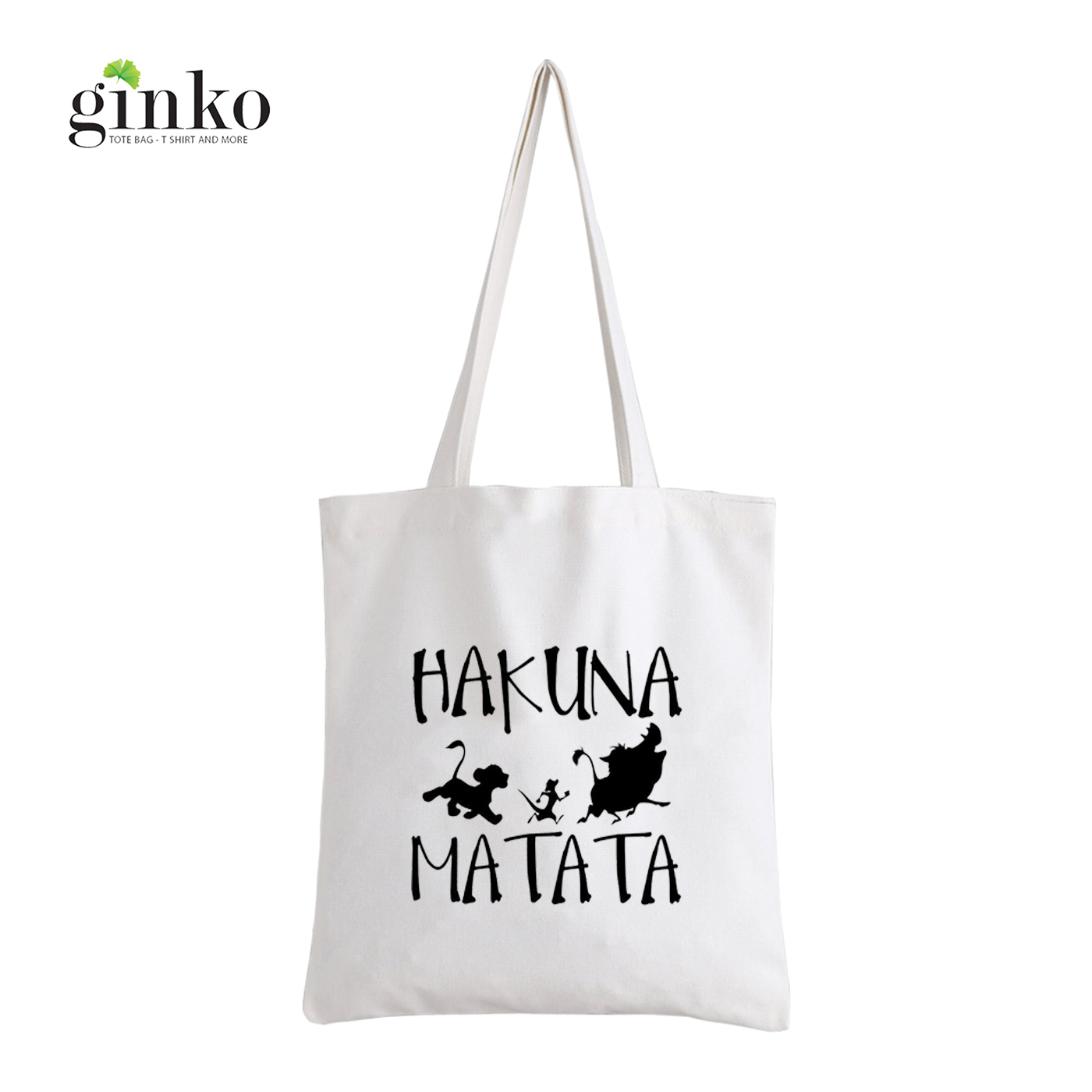 Túi Vải Tote GINKO Kiểu Basic Dây Kéo In Hình Hakuna Matata (Nhiều Mẫu)