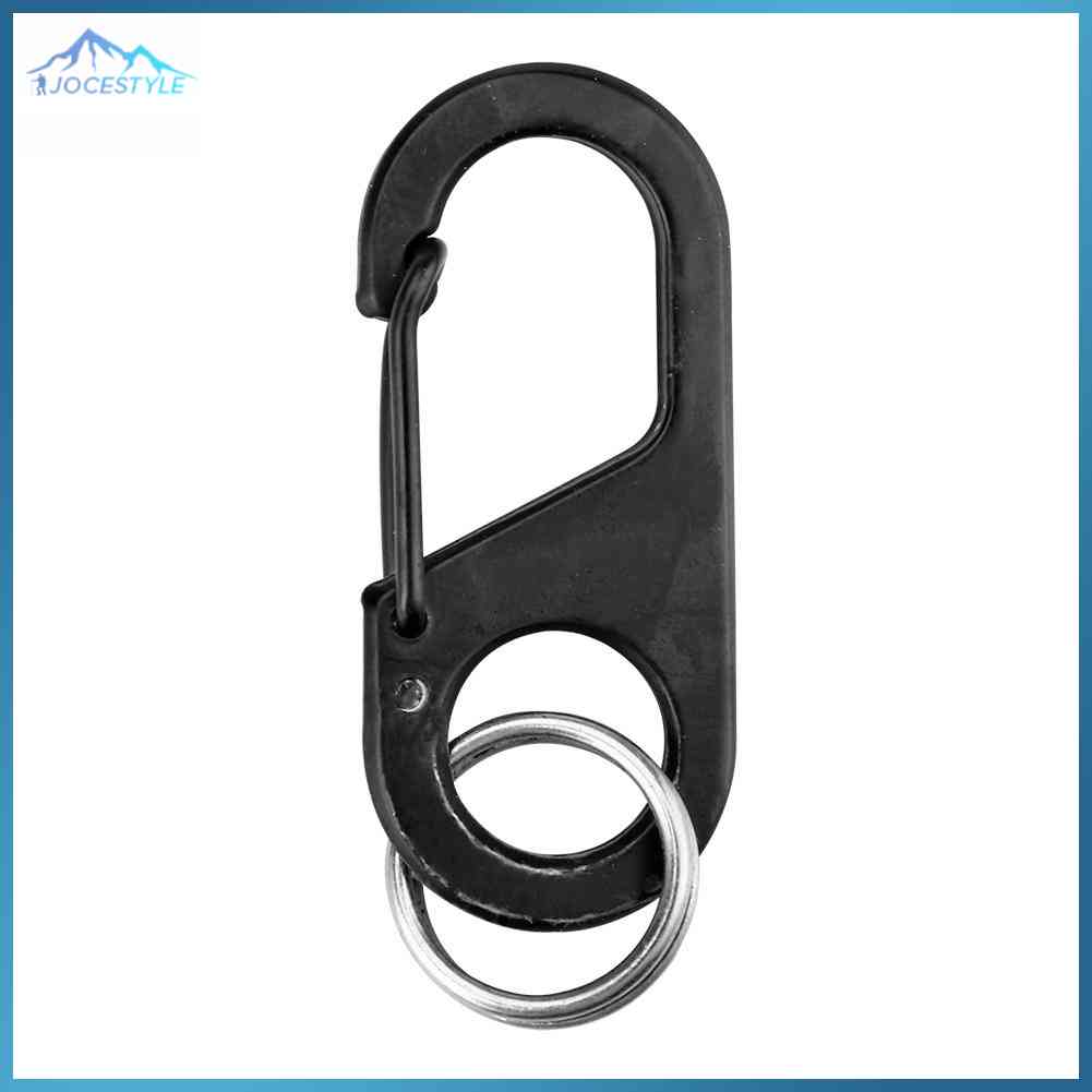 8 Shape Carabiner Key Chain Ring Outdoor Climb Hanger Buckle Snap Hook Clip-Black/Silver