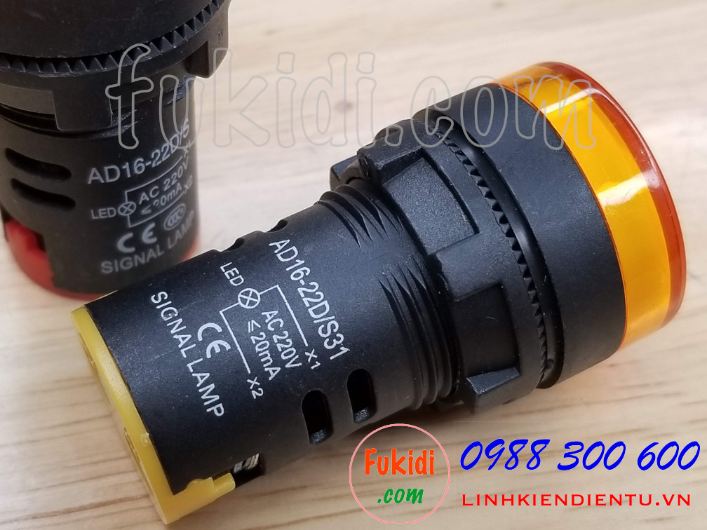 Đèn LED báo nguồn 220V phi 22mm AD16-22DS