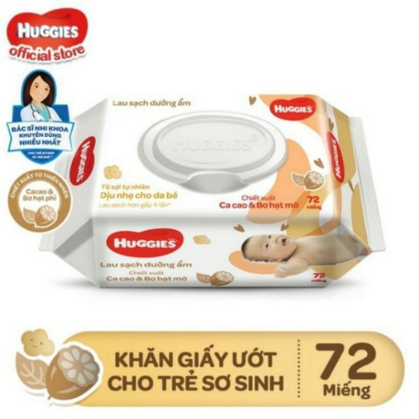 [HCM]Khăn ướt Huggies hộp 72 miếng