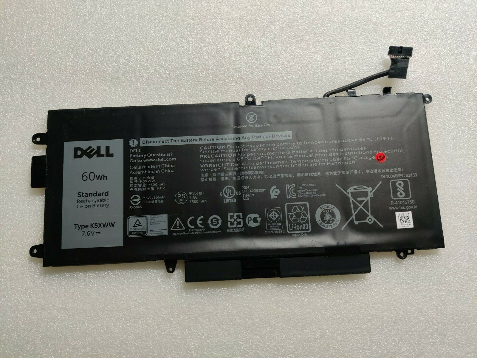 [HCM]Pin cho Laptop  Del Latitude 12 5285 5289 7280 7389 7390 Loại 60Wh mã pin K5XWW Hàng Mới 100%