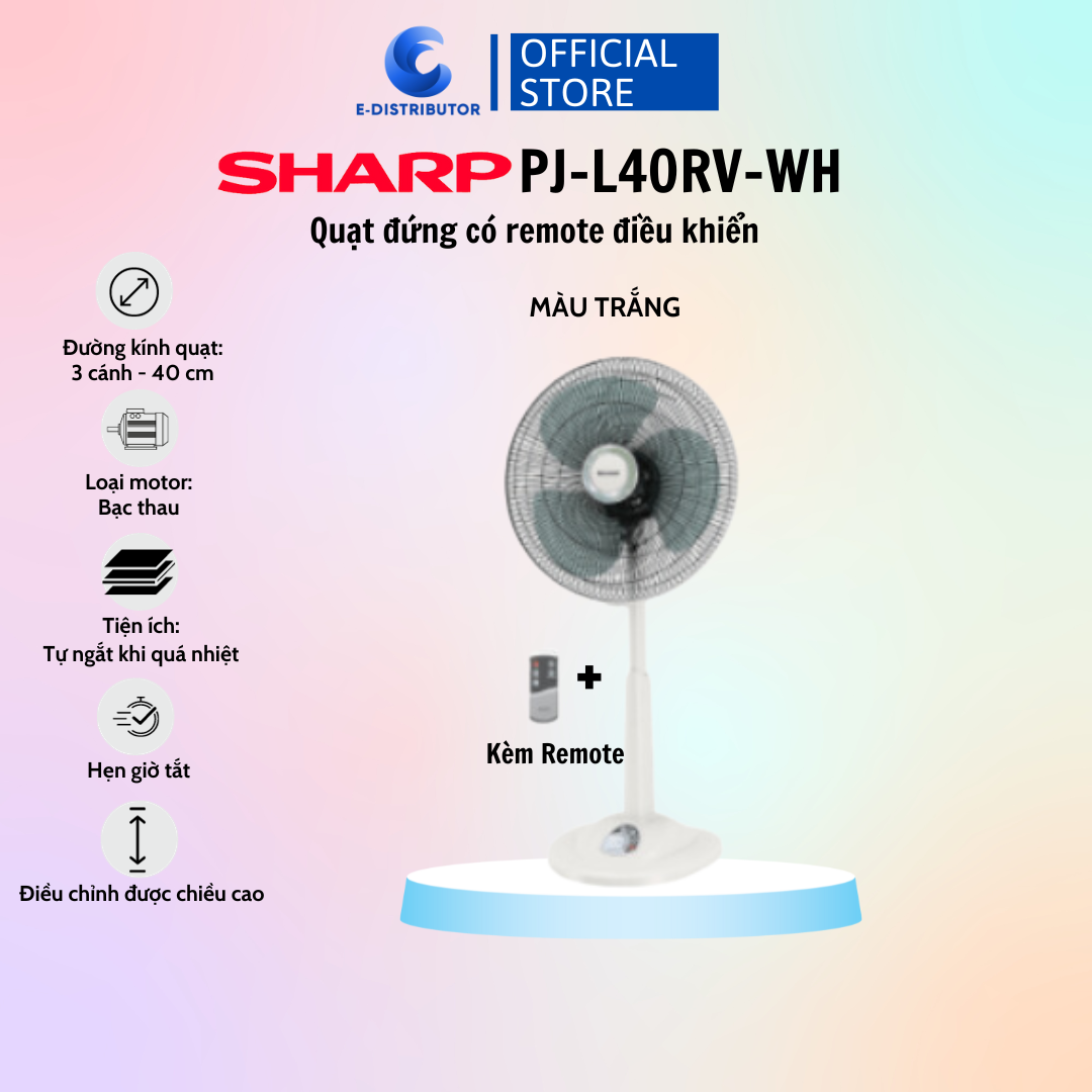 Quạt Lửng Sharp Có Điều Khiển PJ-L40RV-WH/LG/DG - Hàng Chính Hãng