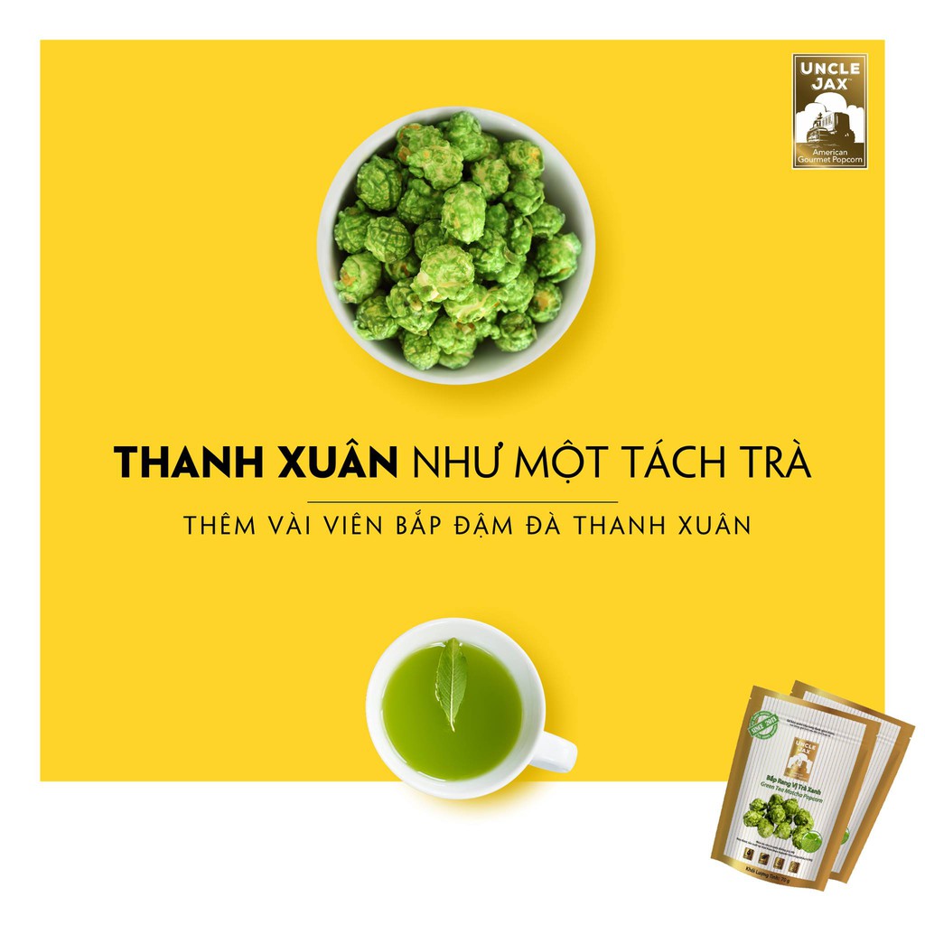 Bắp rang Uncle Jax vị: Trà Xanh (160G size đại)