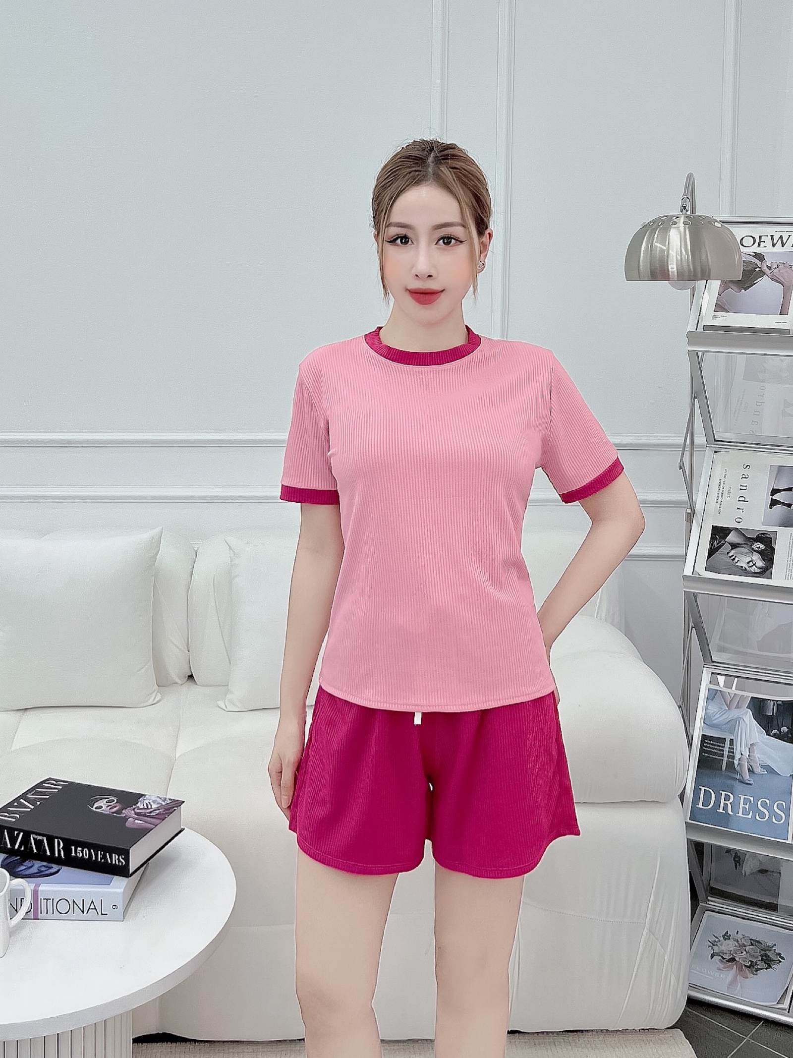 [HCM]Set bộ  đùi nữ chất thun gân tăm co giãn mặc nhà