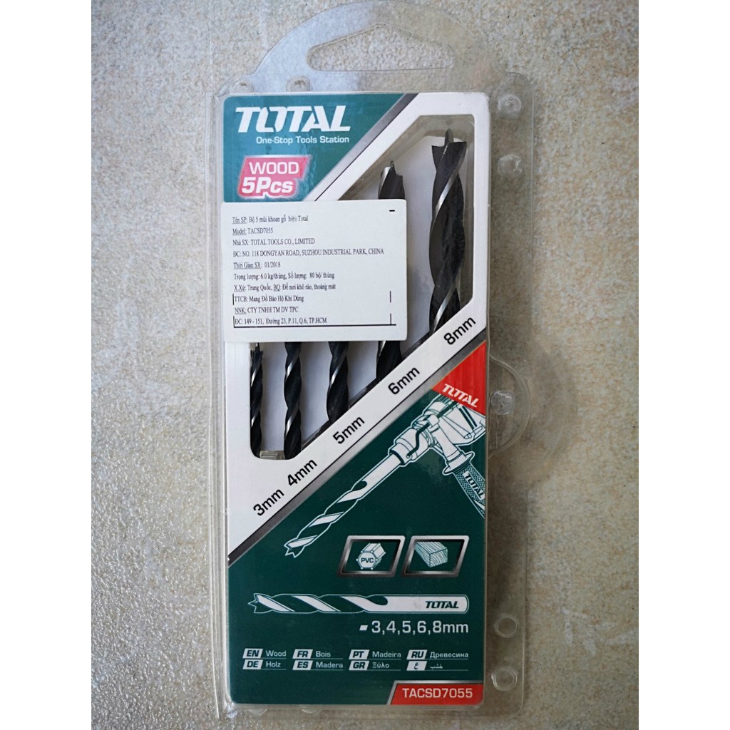 Bộ 5 mũi khoan gỗ total tacsd7055