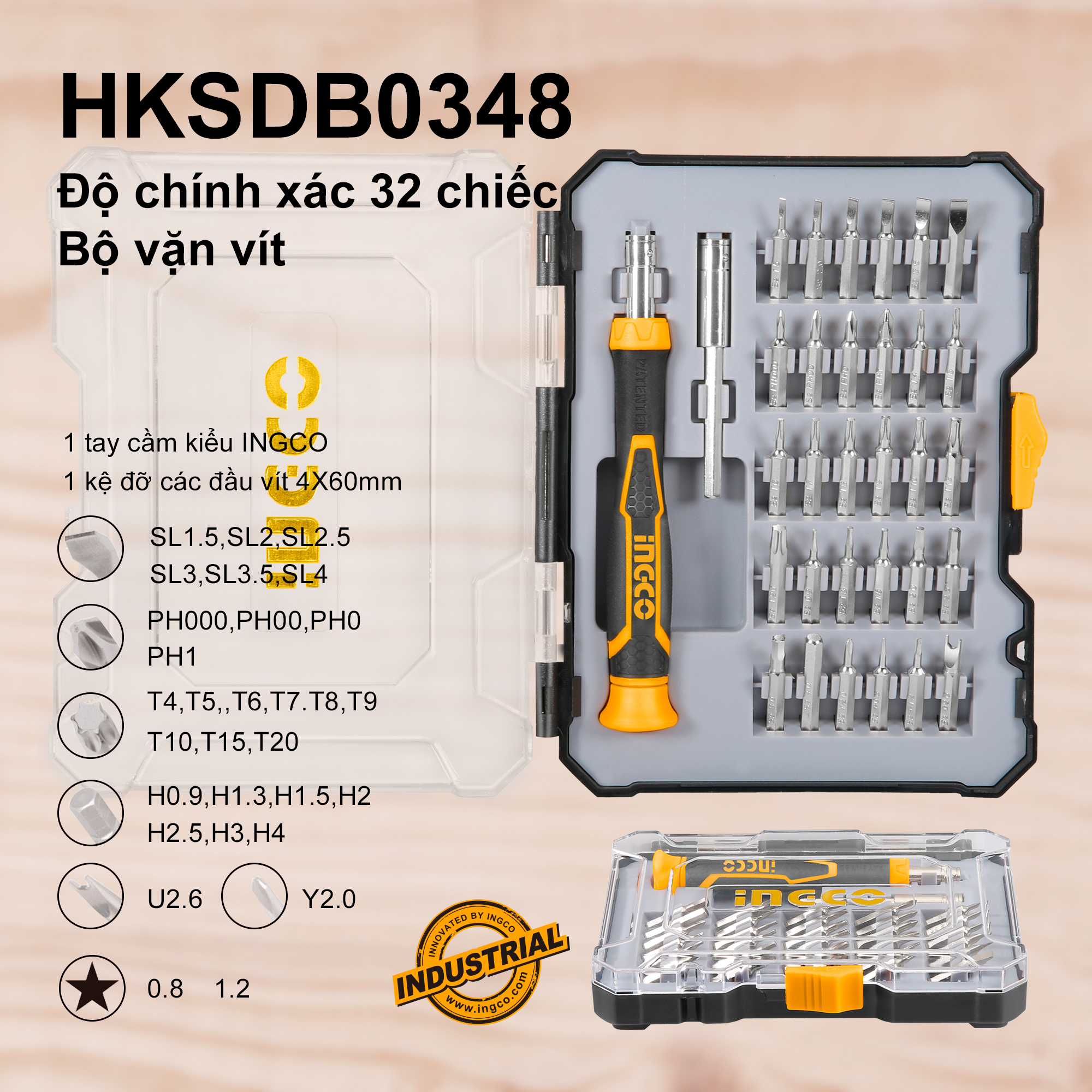 Bộ 32 đầu vít INGCO HKSDB0348