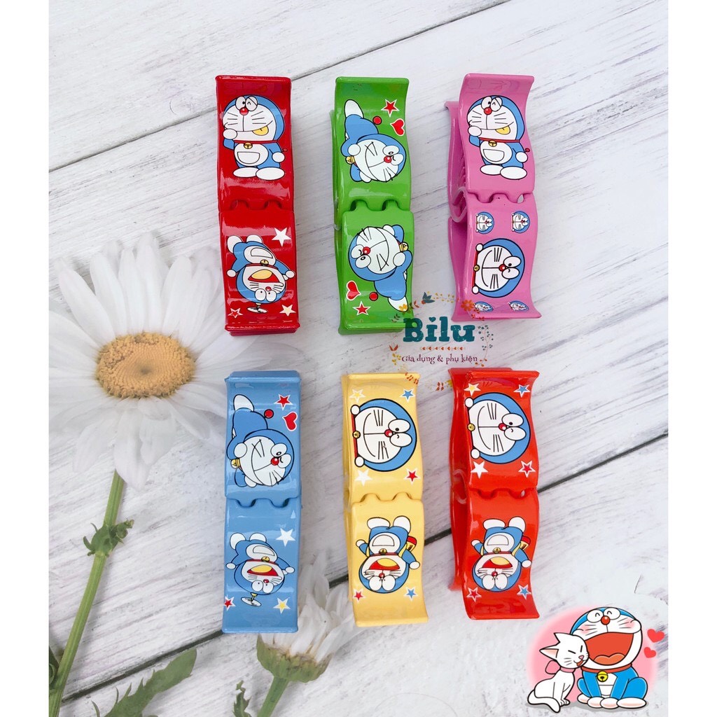 [HCM]Kẹp Tóc Càng Cua 5 Răng Hình Doraemon Doremon Nhiều Màu Sắc (Hình Thật Shop Tự Chụp)
