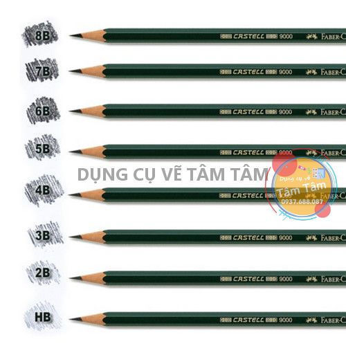 Bút Chì phác thảo, bút chì đen Castell 9000, Faber Castell-Dụng cụ vẽ Tâm Tâm