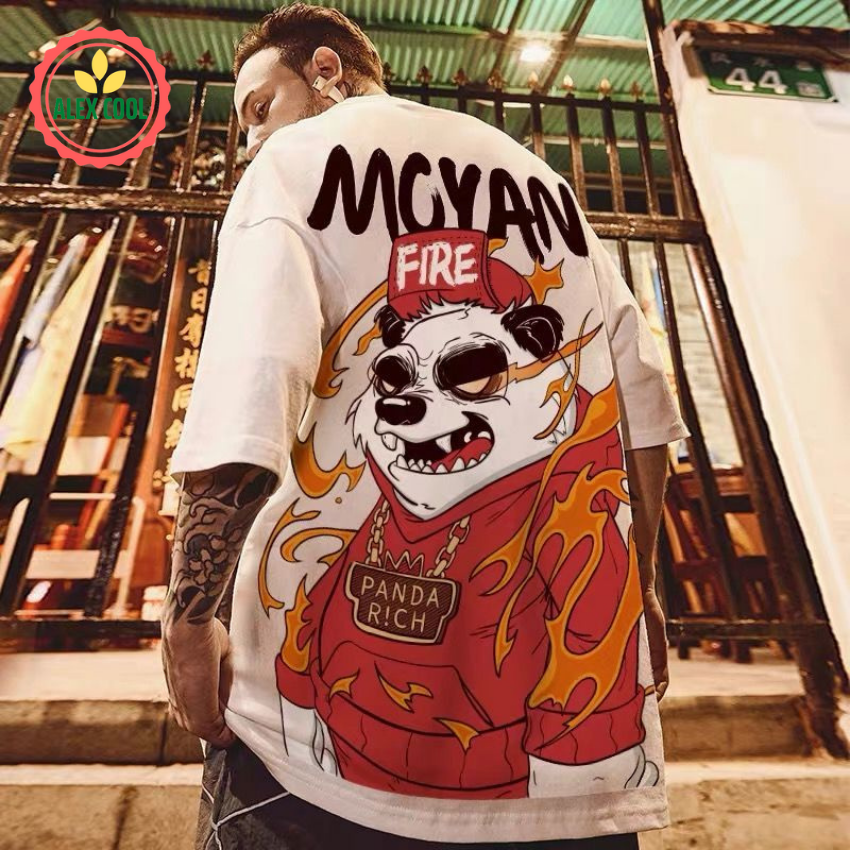 Áo phông nam áo thun nam nữ tay lỡ unisex gấu lửa hàn quốc alex cool , from rộng, áo đôi , áo nhóm , free size , oversize
