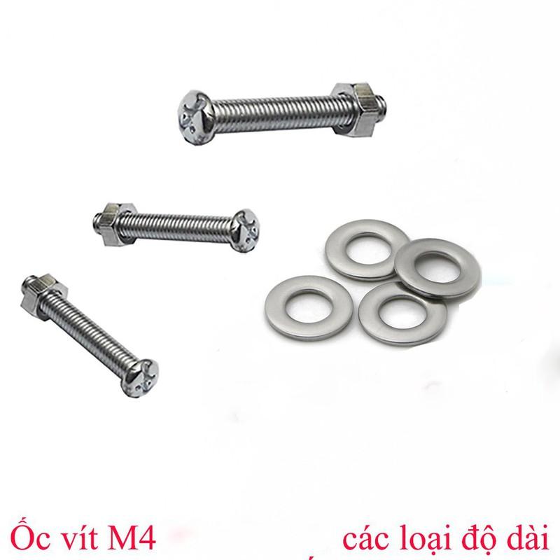 Ốc vít long đền cỡ M4 các loại độ dài tùy chọn [bộ gồm 10 ốc + 10 vít + 10 long đền]