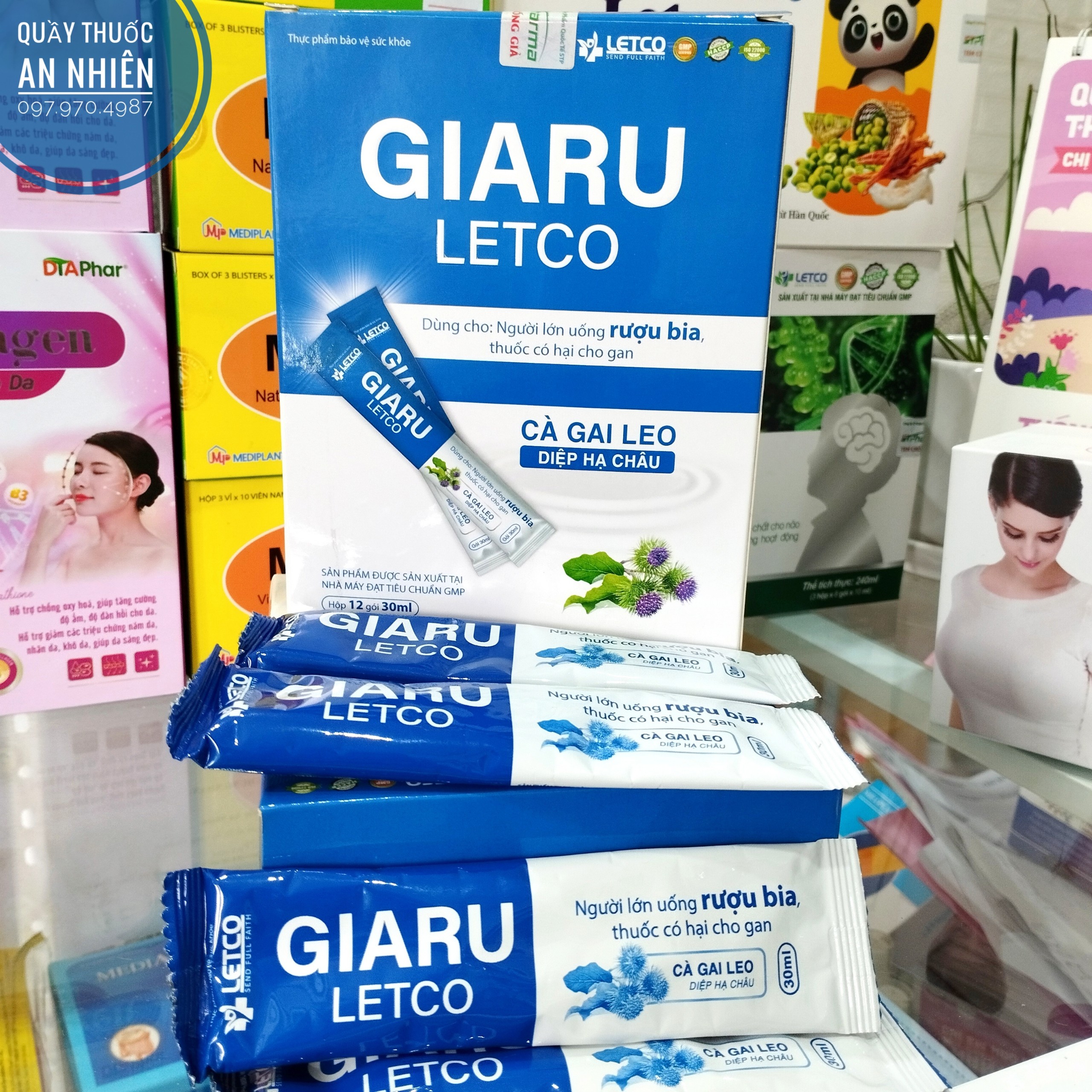 GÓI UỐNG GIẢI RƯỢU GIARU Letco (hộp 12 gói)