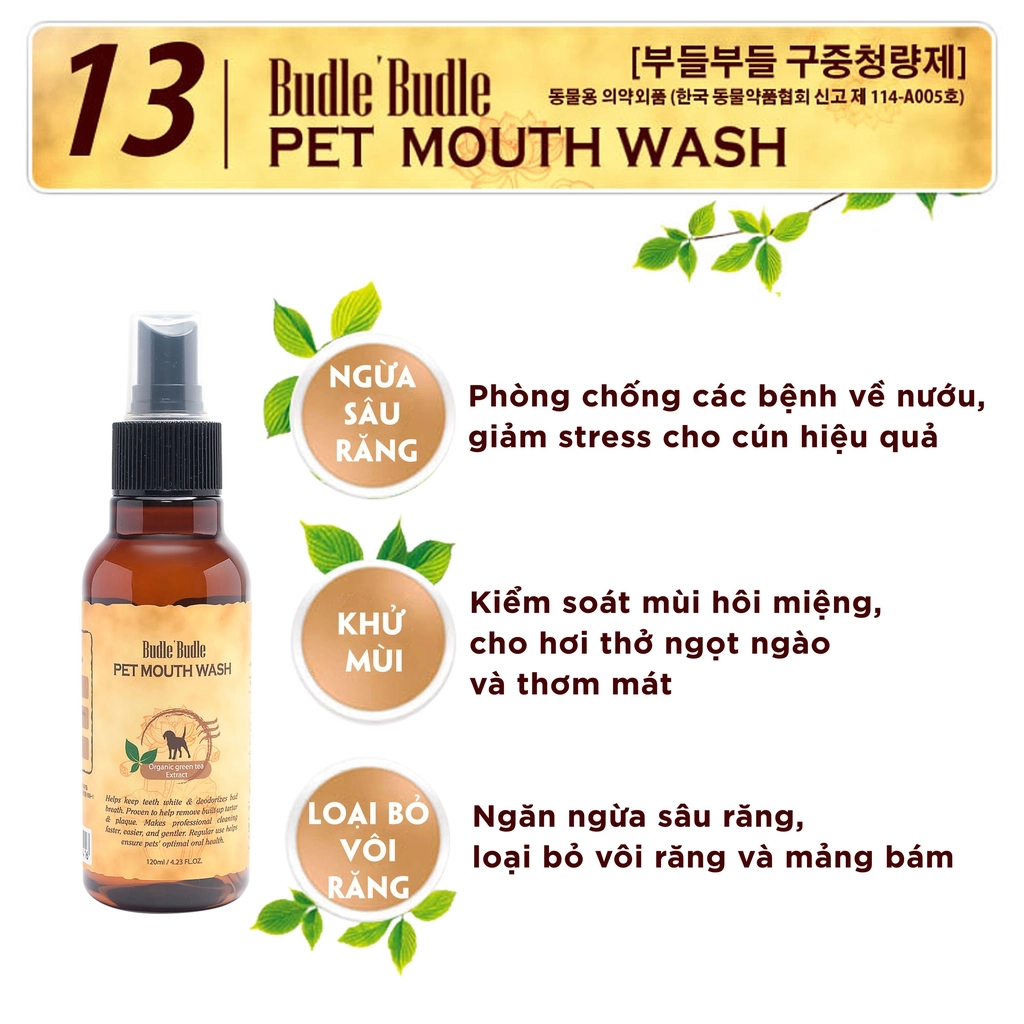 XỊT VỆ SINH RĂNG MIỆNG CHO CHÓ BUDLE'BUDLE