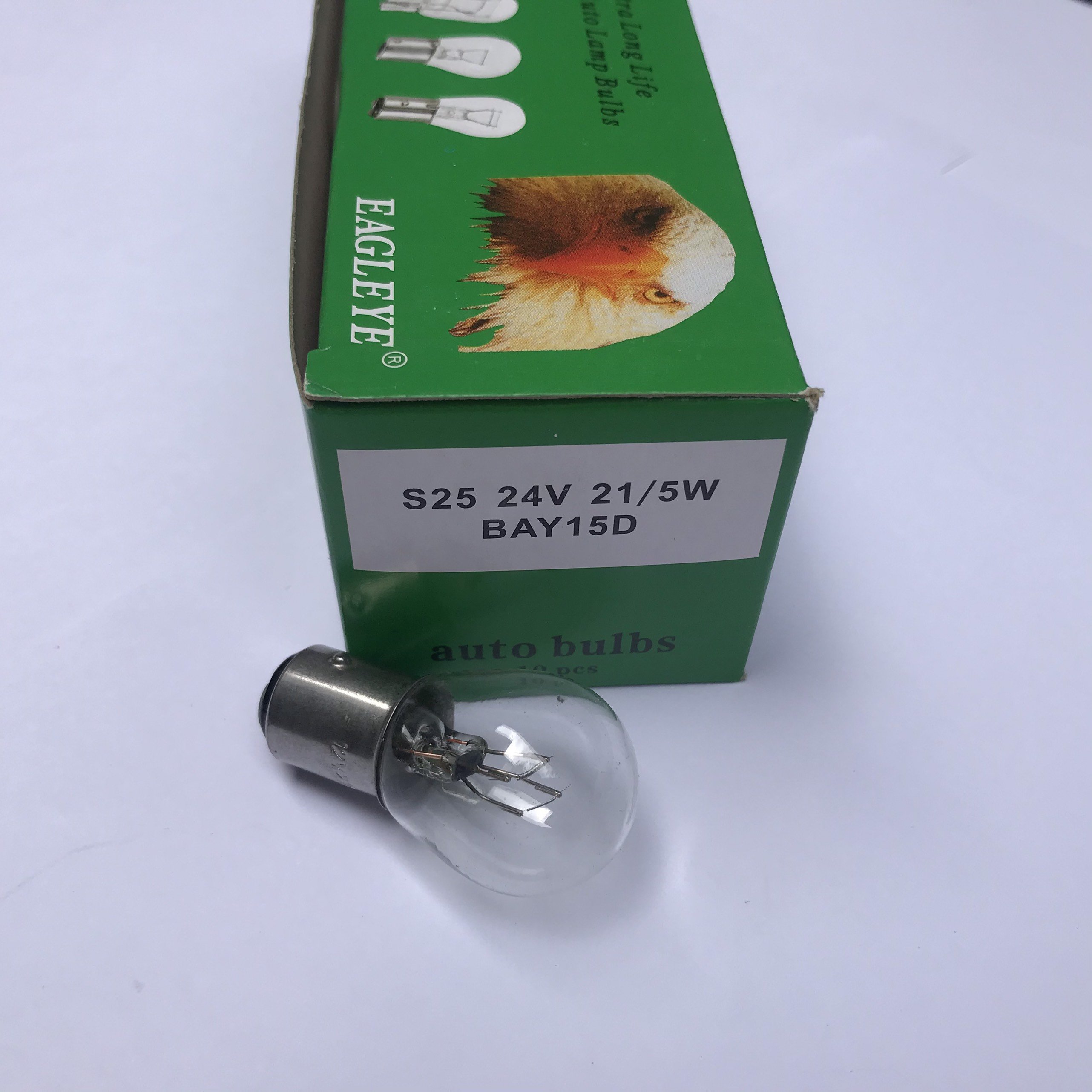 Bóng Đèn ô tô,đèn phanh, thắng xe hơi Chân Cài 2 Tóc 24V 21W ( hộp 10 bóng)