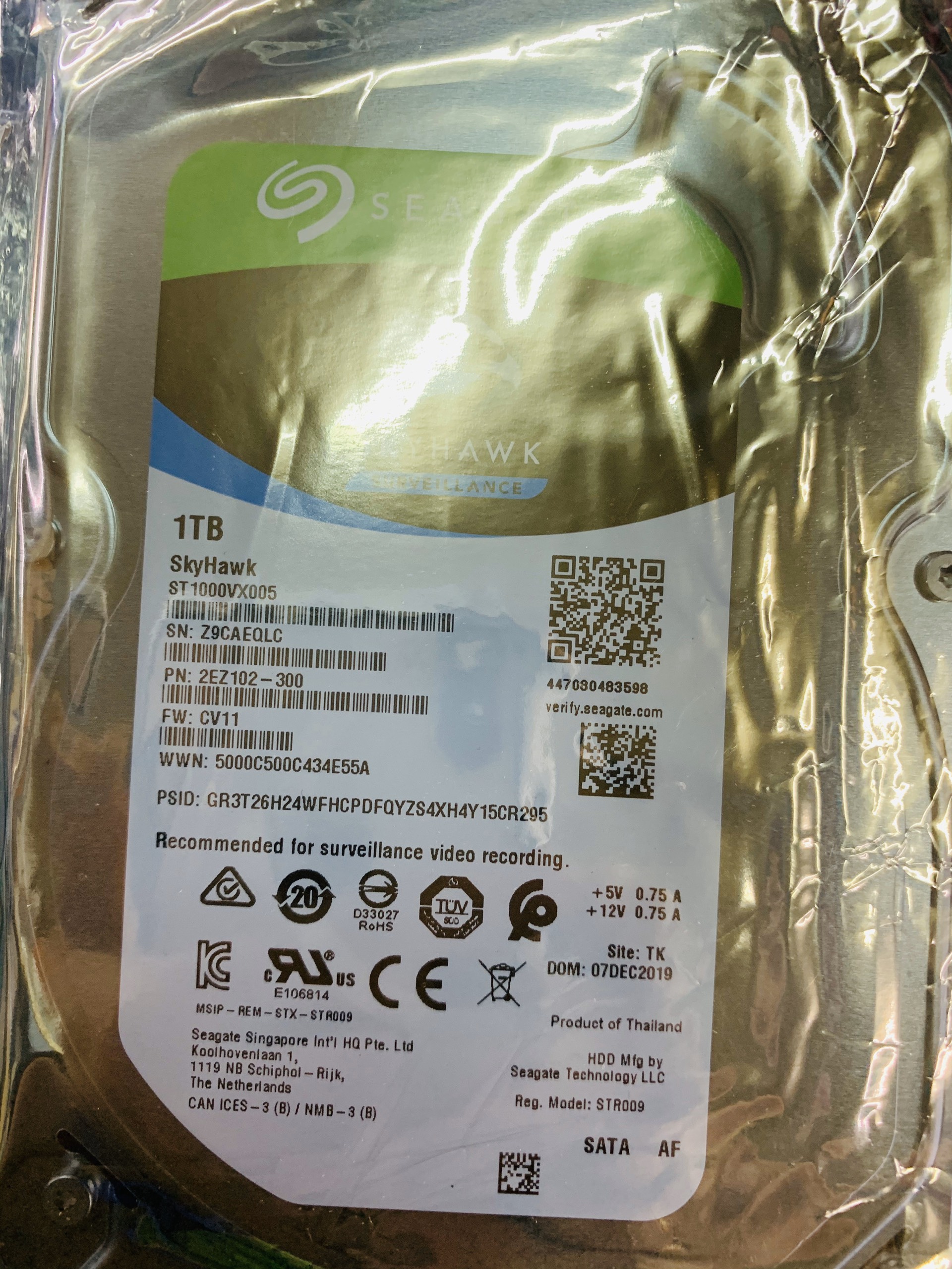 [HCM]Ổ cứng HDD Seagate Skyhawk 1TB 3.5" SATA 3
