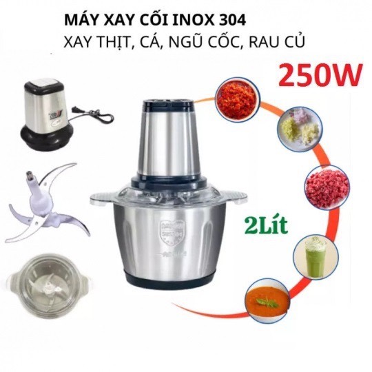 [HÀNG CÓ SẴN] Máy Xay Thịt Cối Inox 4 Lưỡi Đa Năng Siêu Sắc Bén, Xay Tỏi Ớt Rau Củ Quả.