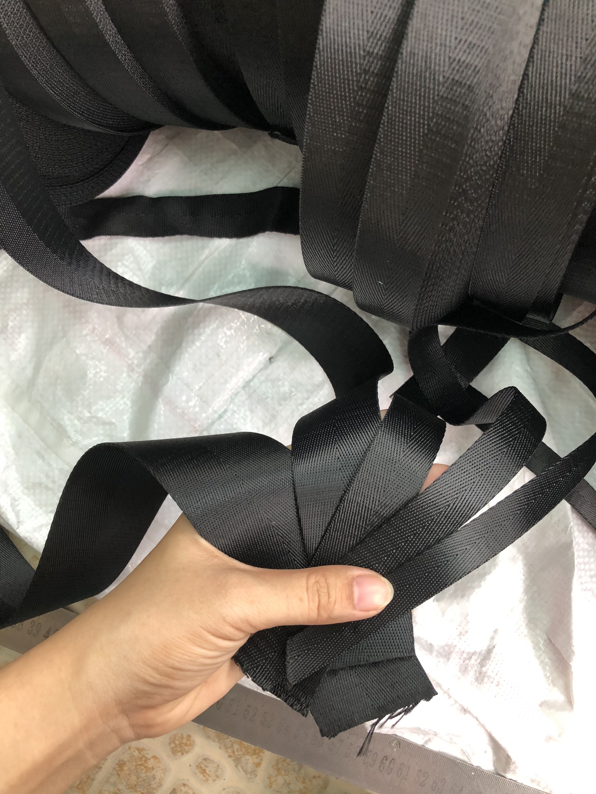 Black Straps of Various Sizes for Making Bags