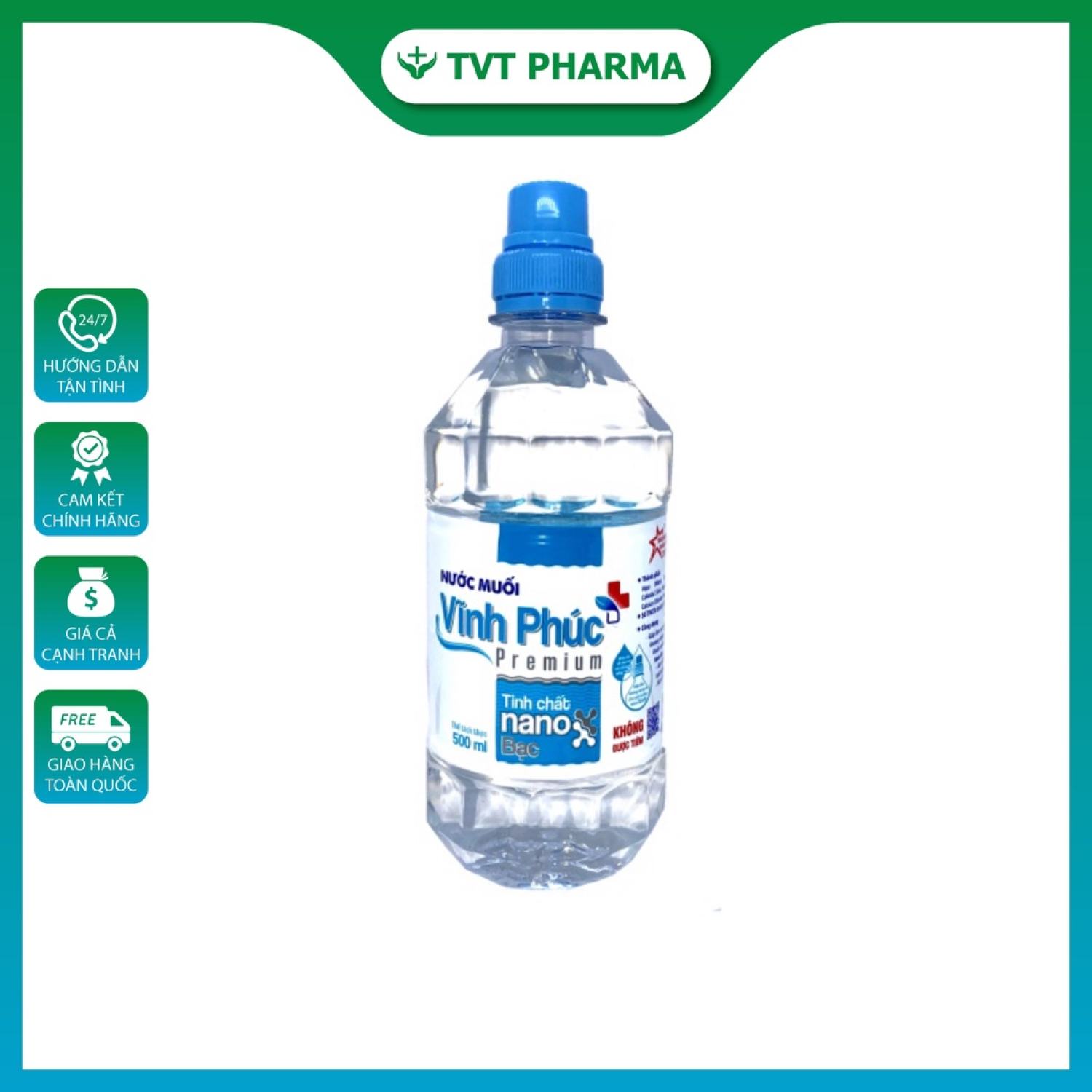 [ CHÍNH HÃNG ] NƯỚC MUỐI SINH LÝ NACL 0.9% VĨNH PHÚC NANO BẠC (500ML)