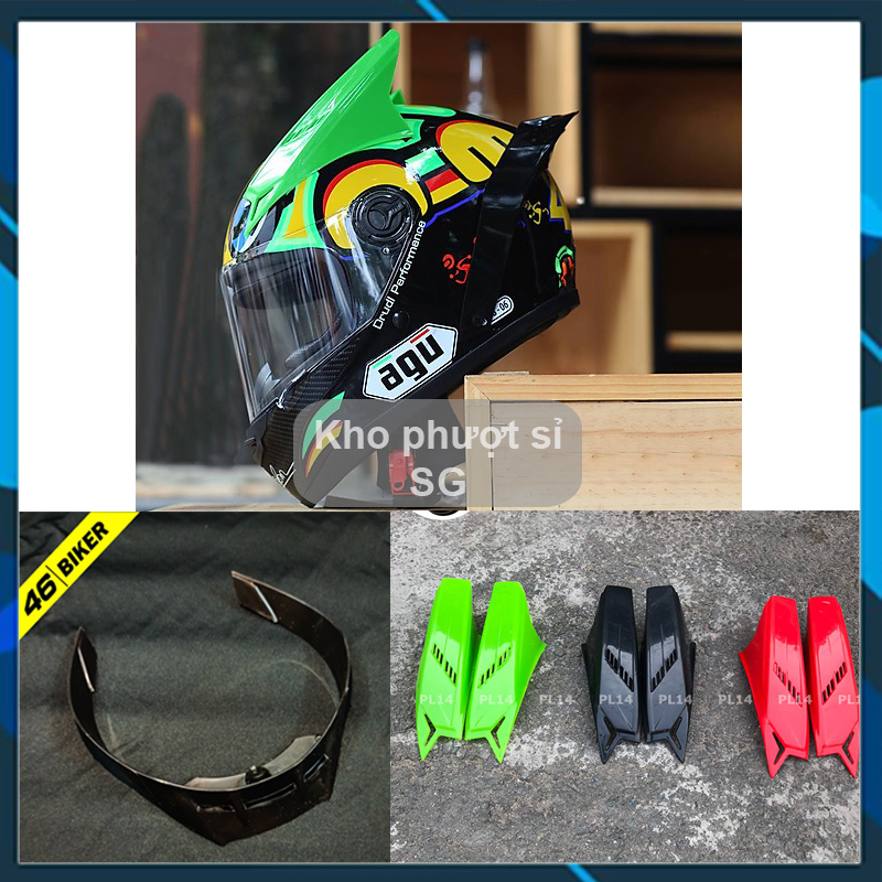 COMBO Sừng rùa gắn mũ bảo hiểm + đuôi gió pista gắn nón bảo hiểm fullface